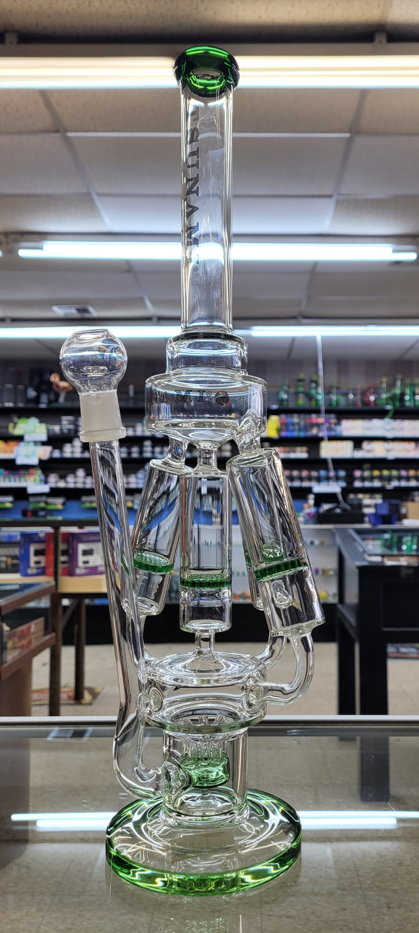 Tsunami Waterpipe 21" Quad Honeycomb Sprinkler Perc Green