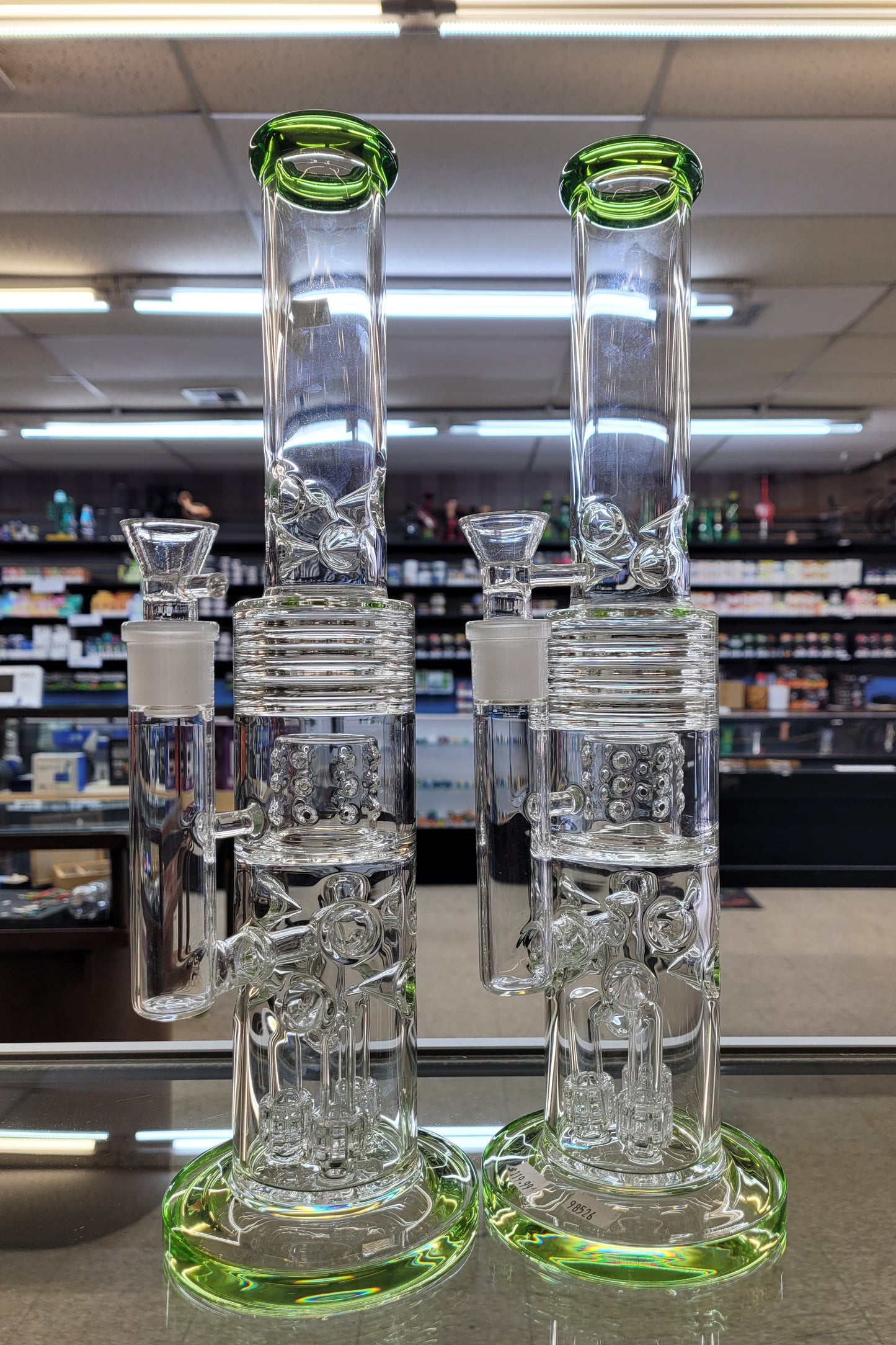 Waterpipe 15" Straight Glass Multi-Matrix Perc