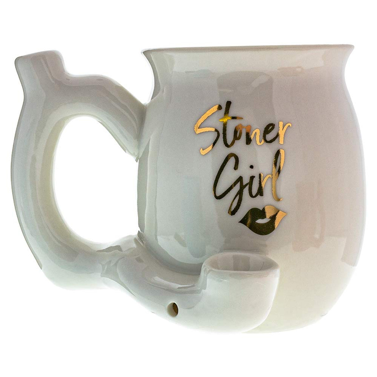 Handpipe Ceramic Mug Stoner Girl White