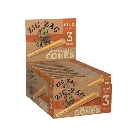 Zig Zag Cones King Unbleached 3 Count