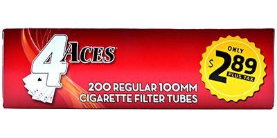 4Aces Tubes 200 Count Regular 100MM ($2.89)
