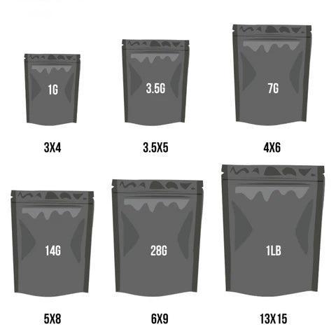 Mylar Bag 1OZ Clear Black Single Zipper
