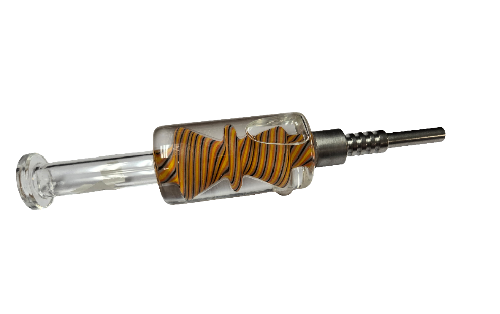 Nectar Collector 8" Glycerin Chamber Yellow & Black Swirl