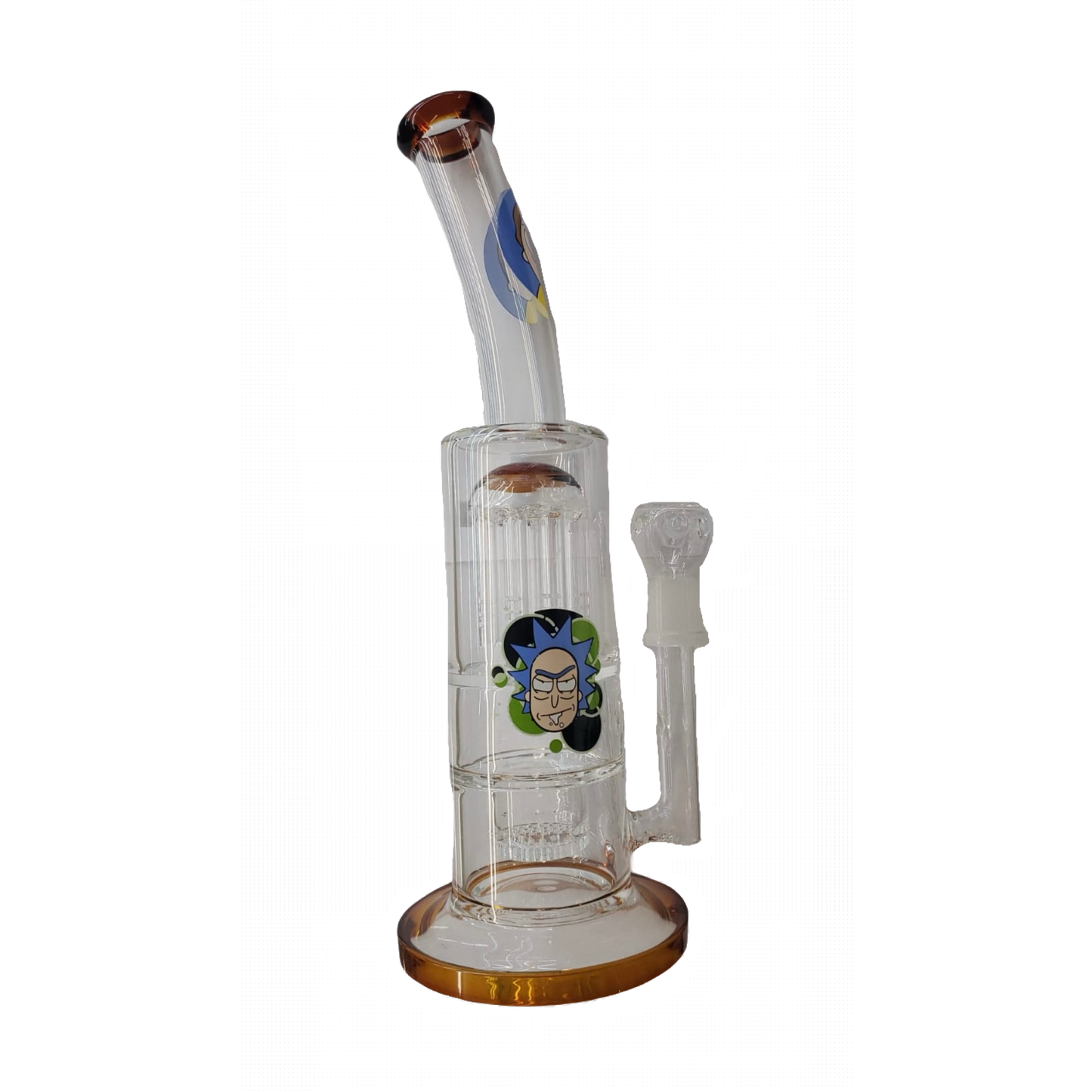 Waterpipe 12" Bent Neck Mixed Graphic Shower Perc