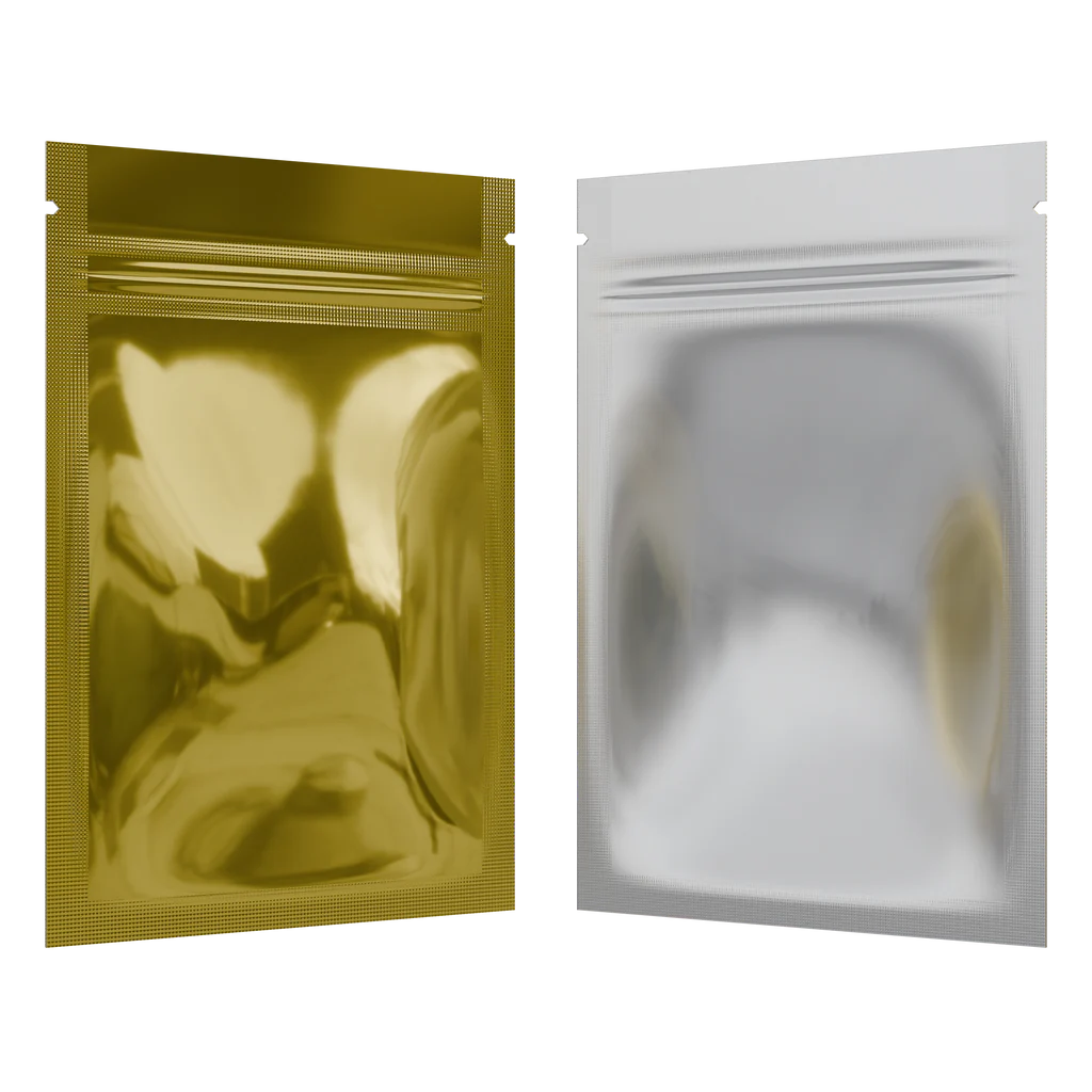 Mylar Bag 1OZ Clear Gold Single Zipper