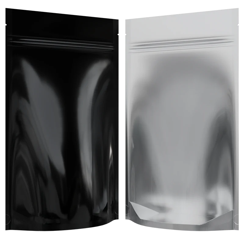 Mylar Bag 1/2OZ Clear Black Single Zipper
