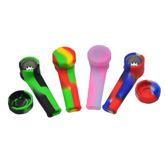 Silicone Handpipe with Metal Bowl & Lid Mix