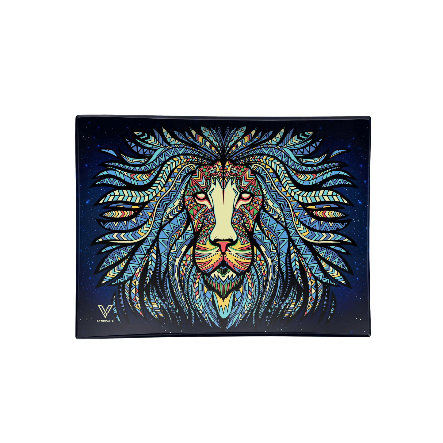V Syndicate Tray L Glass Tribal Lion