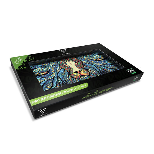 V Syndicate Tray L Glass Tribal Lion