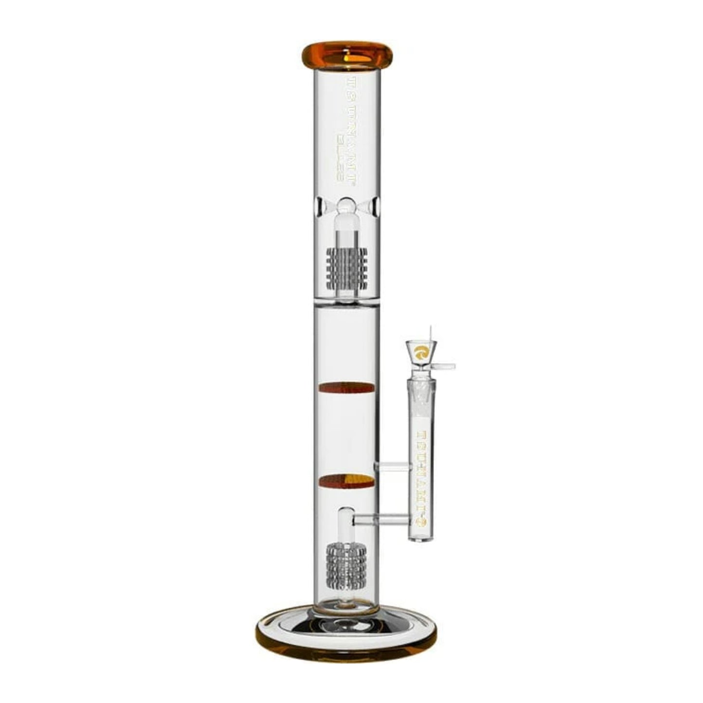 Tsunami Waterpipe 16" Dual Honeycomb Dome Matrix Perc Amber
