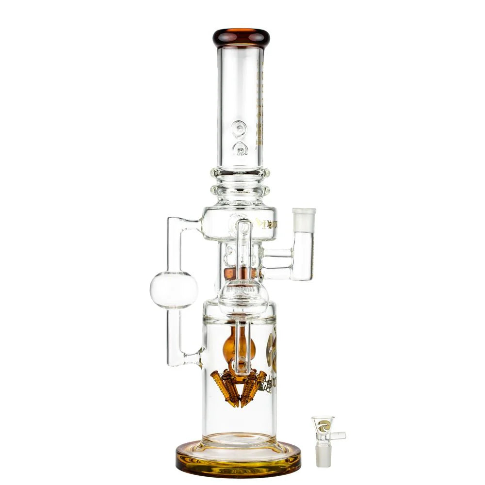 Tsunami Waterpipe 18" Showerhead Honeycomb Bullet Tower Amber