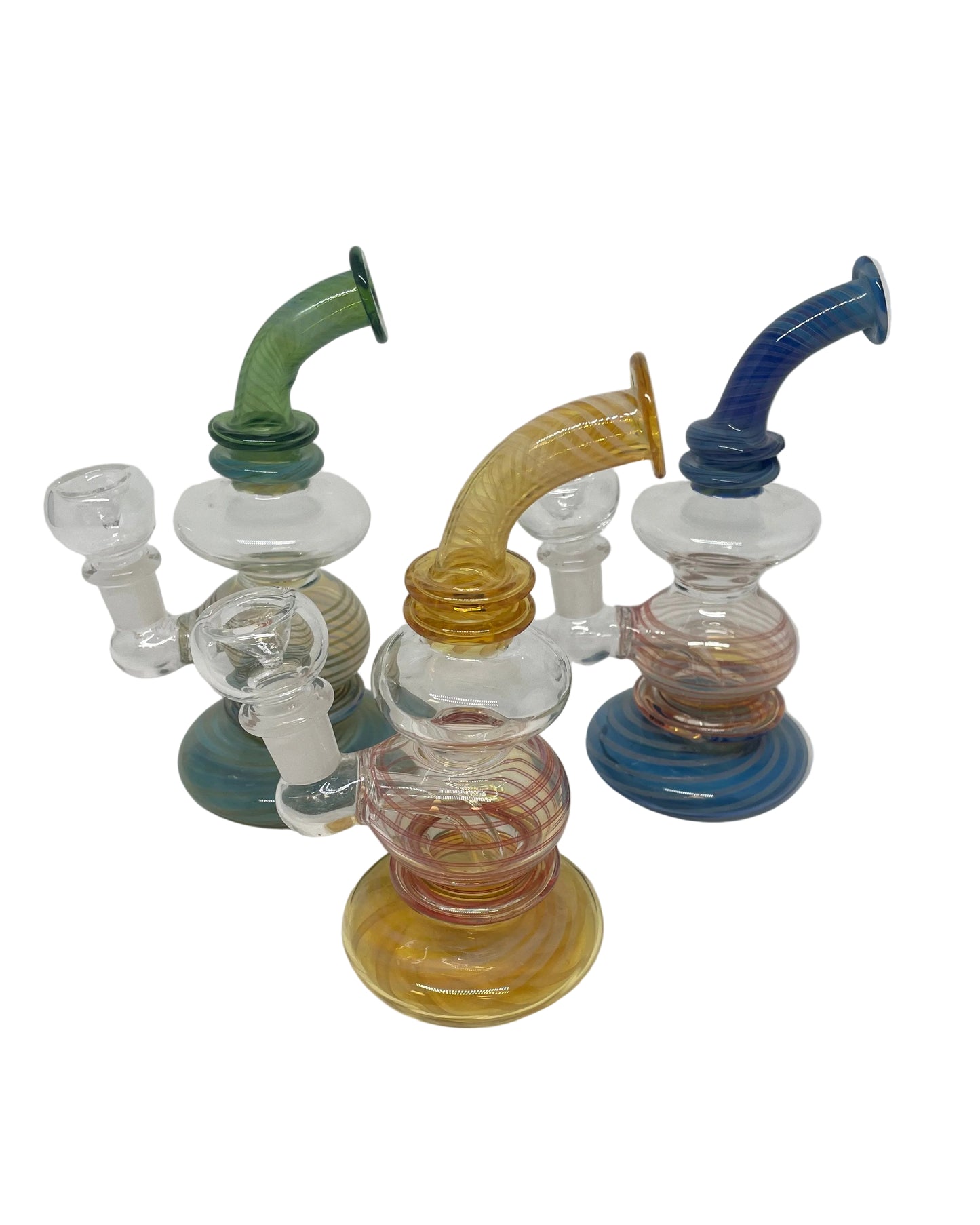 Waterpipe 6.5" Curved Neck Bubble Chamber Mix Color