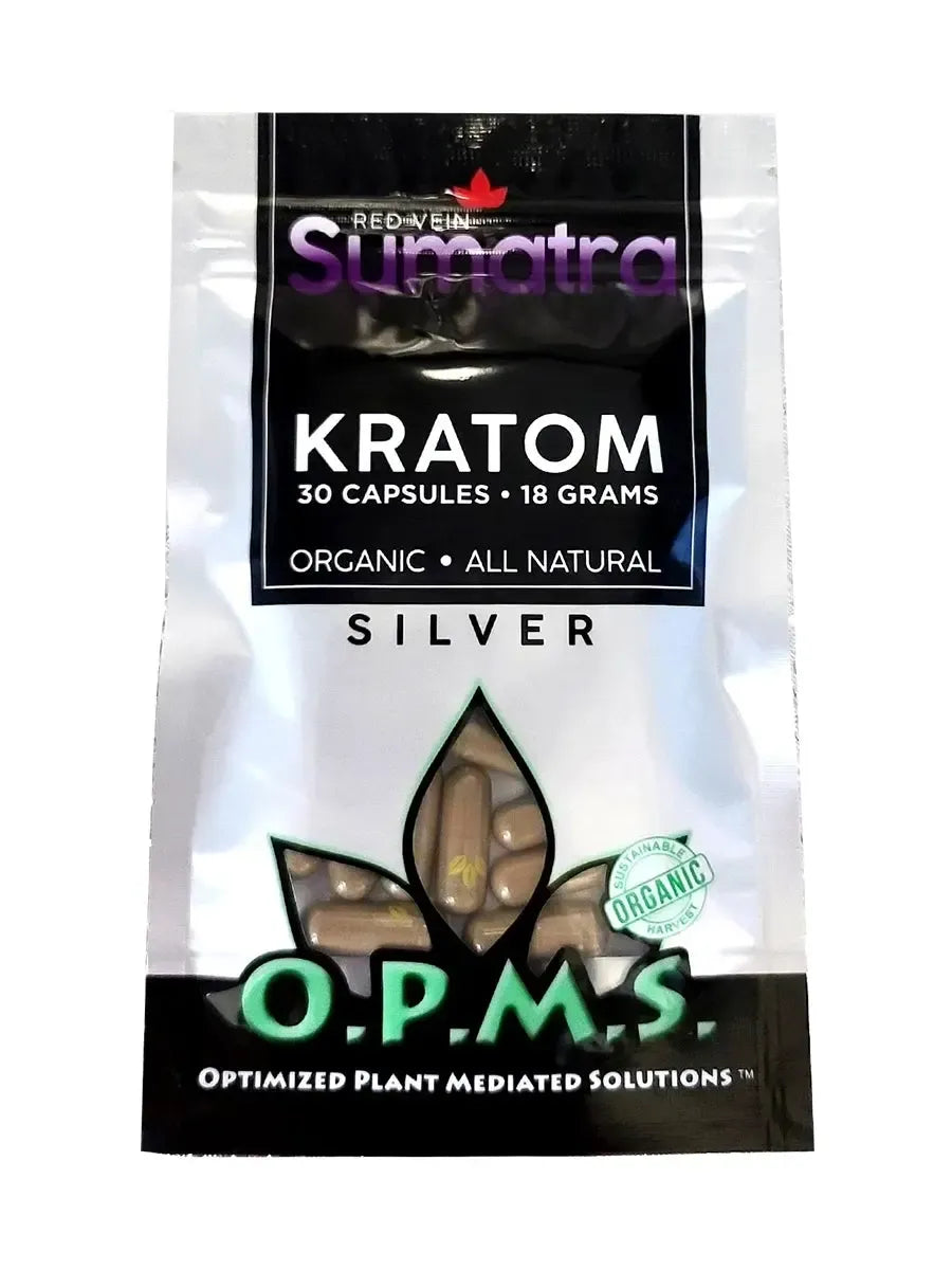 OPMS Silver Red Vein Sumatra Kratom Capsules – 30 Count