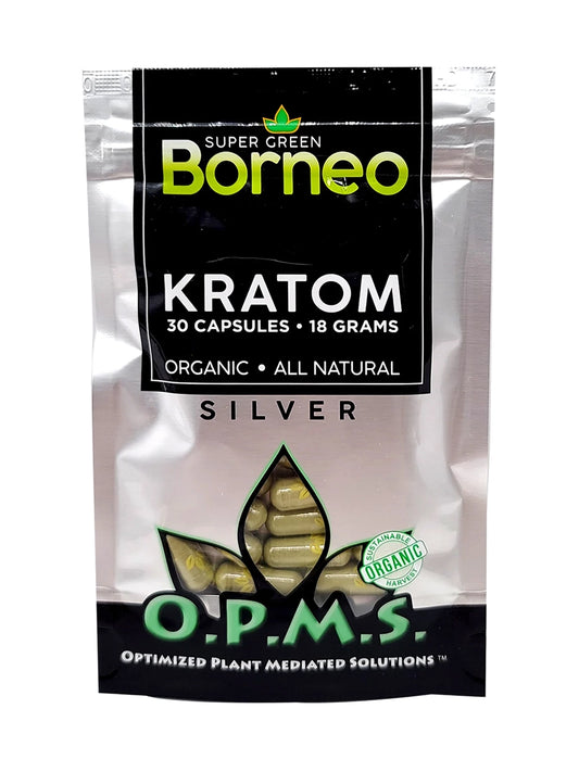 OPMS Kratom Caps 30CT Silver Super Green Borneo