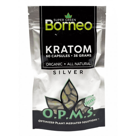 OPMS Kratom Caps 60CT Silver Super Borneo Green