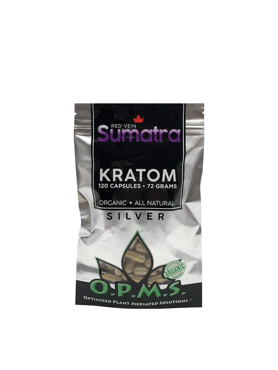 OPMS Silver Red Vein Sumatra Kratom Capsules – 120 Count