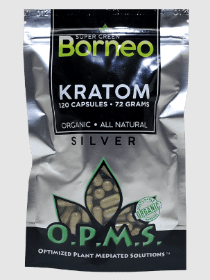 OPMS Kratom Caps 120CT Silver Super Green Borneo