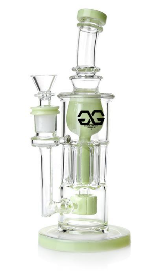 Glass Guru Waterpipe 9.2" Recycler w/ Percs Mixed Color