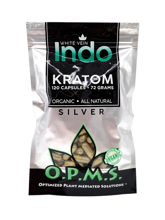 OPMS Kratom Caps 120CT Silver Indo White