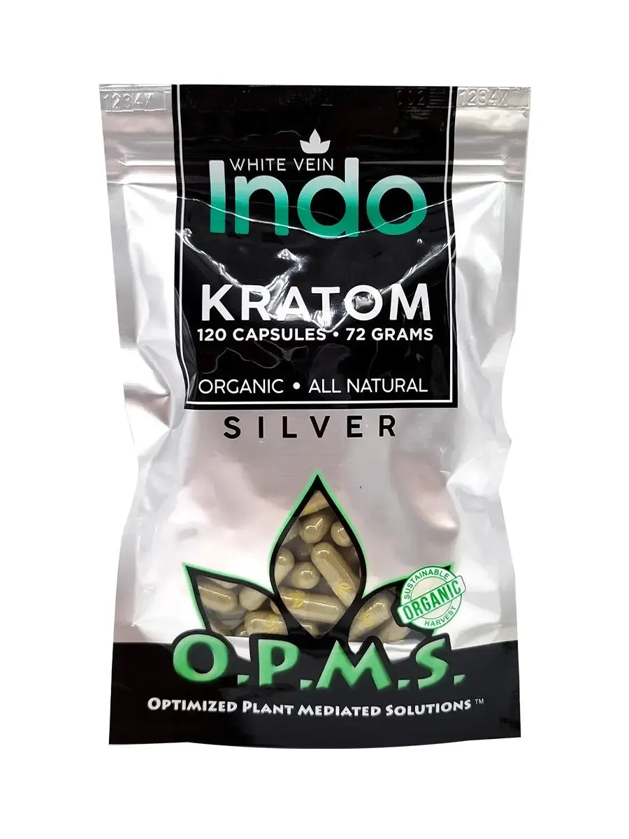 OPMS Silver White Indo Kratom Capsules – 120 Count