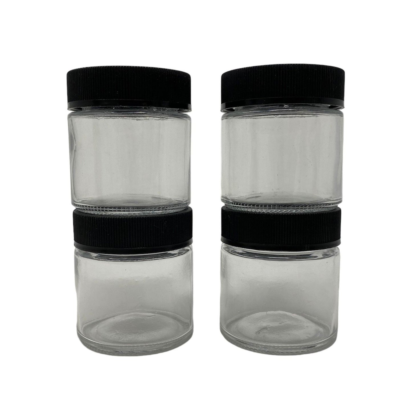 Jar 3OZ Round Clear Black Ridges