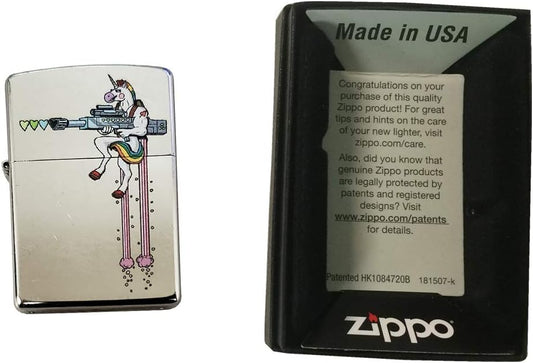 Zippo Lighter Unicorn Totin' Big Guns