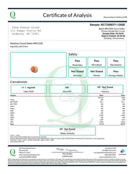 TRIP Freeze Dried Candy THCA & HHC 100MG Skittles 10CT
