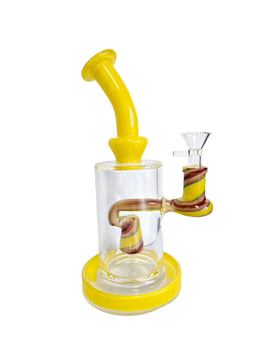 Waterpipe 9" Striped Tube Conical Perc