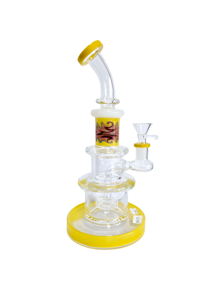 Waterpipe 10" Swirl Art Top Chamber, Ringed Base