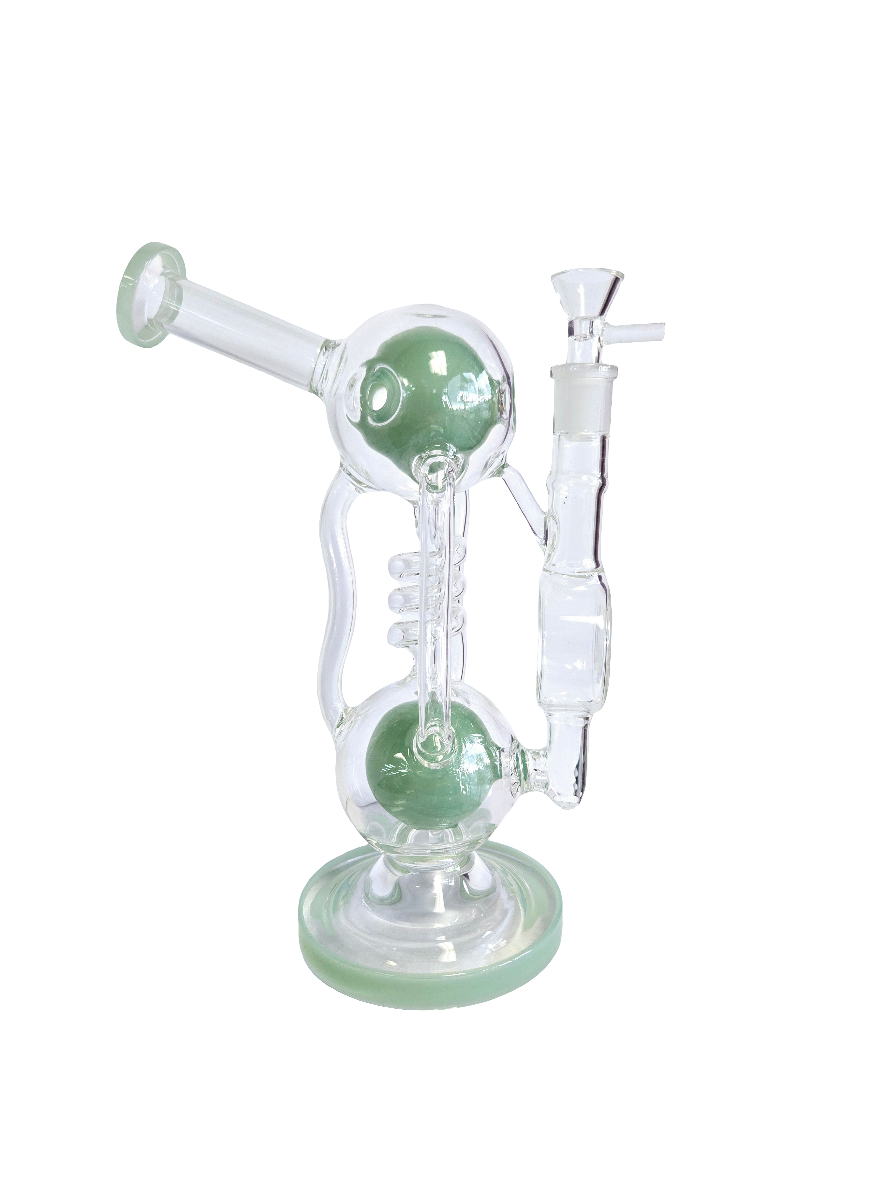 Waterpipe 10" Dual Chamber Recyclers Green