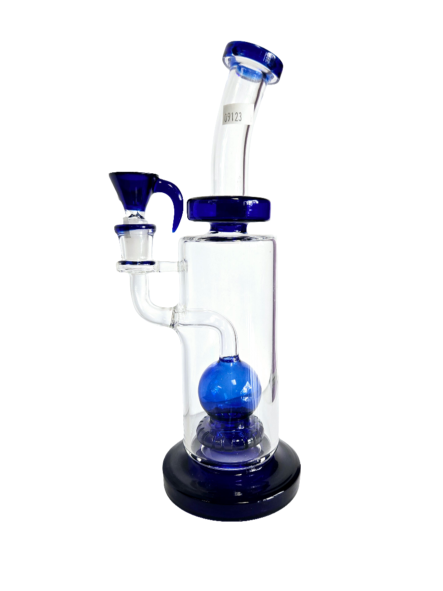 Waterpipe 10" Glass Blue Base Shower Perc
