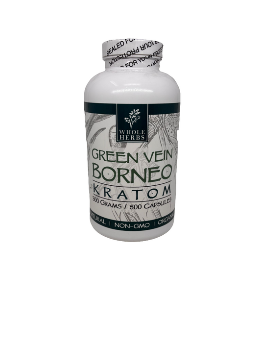 Whole Herbs Kratom Caps 500CT Green Vein Borneo