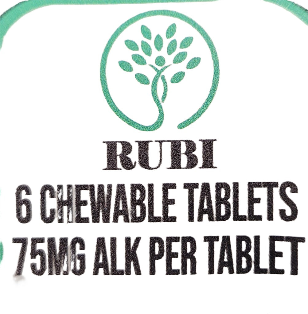 Rubi Kratom Chewable Tablets 6CT 75MG ALK Per-tablet