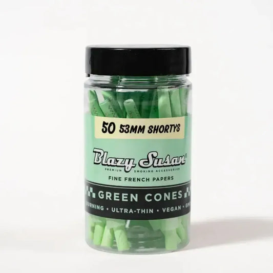 Green cones in jar