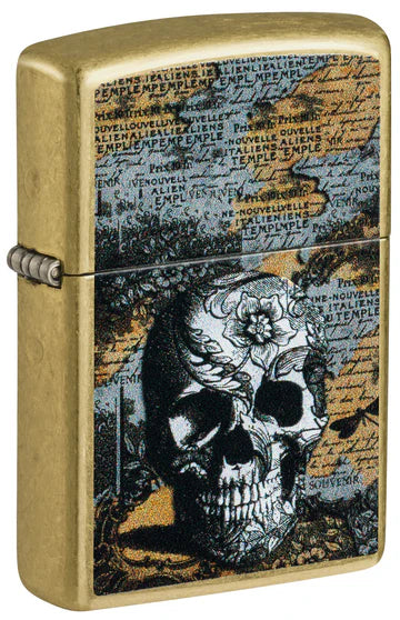Zippo Lighter Floral Skull Design