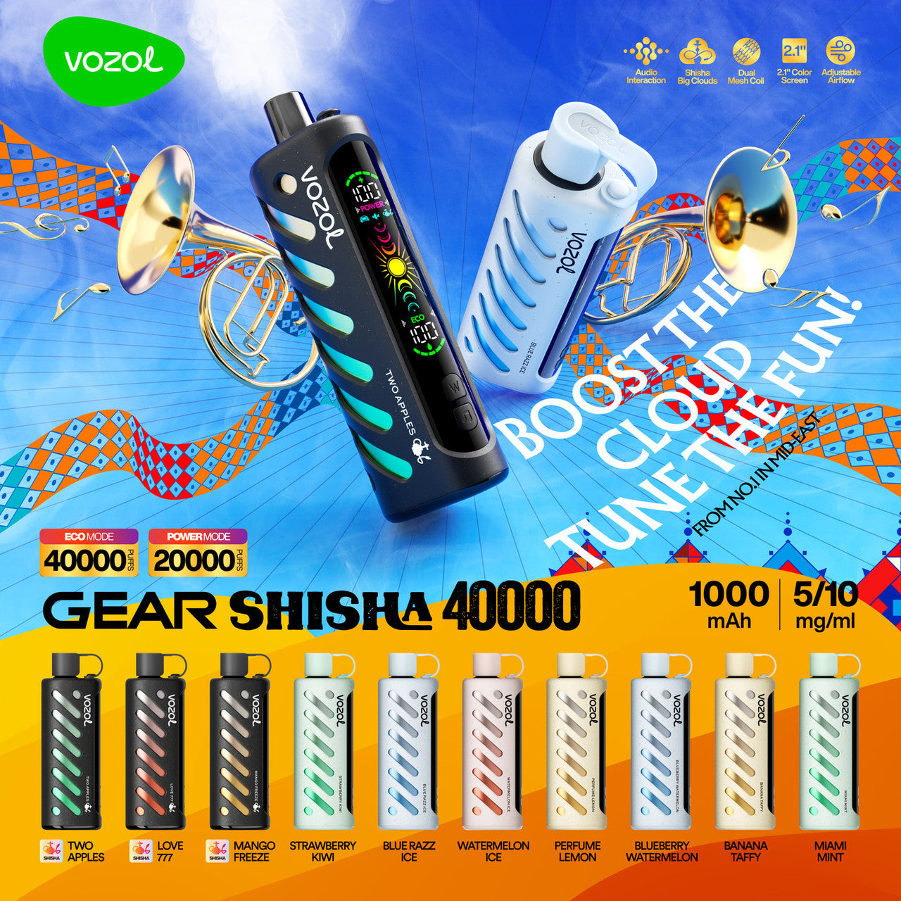 Vozol Vape Gear Shisha 40000