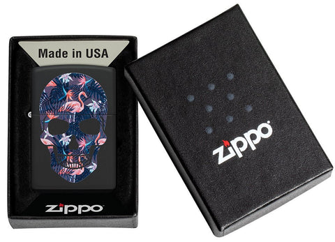 Zippo Lighter Flamingo Skull Design