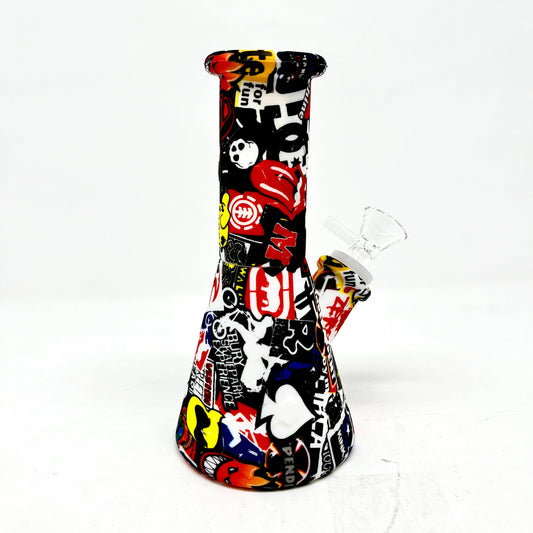 Waterpipe 7" Silicone Beaker w/ Graphics Mix