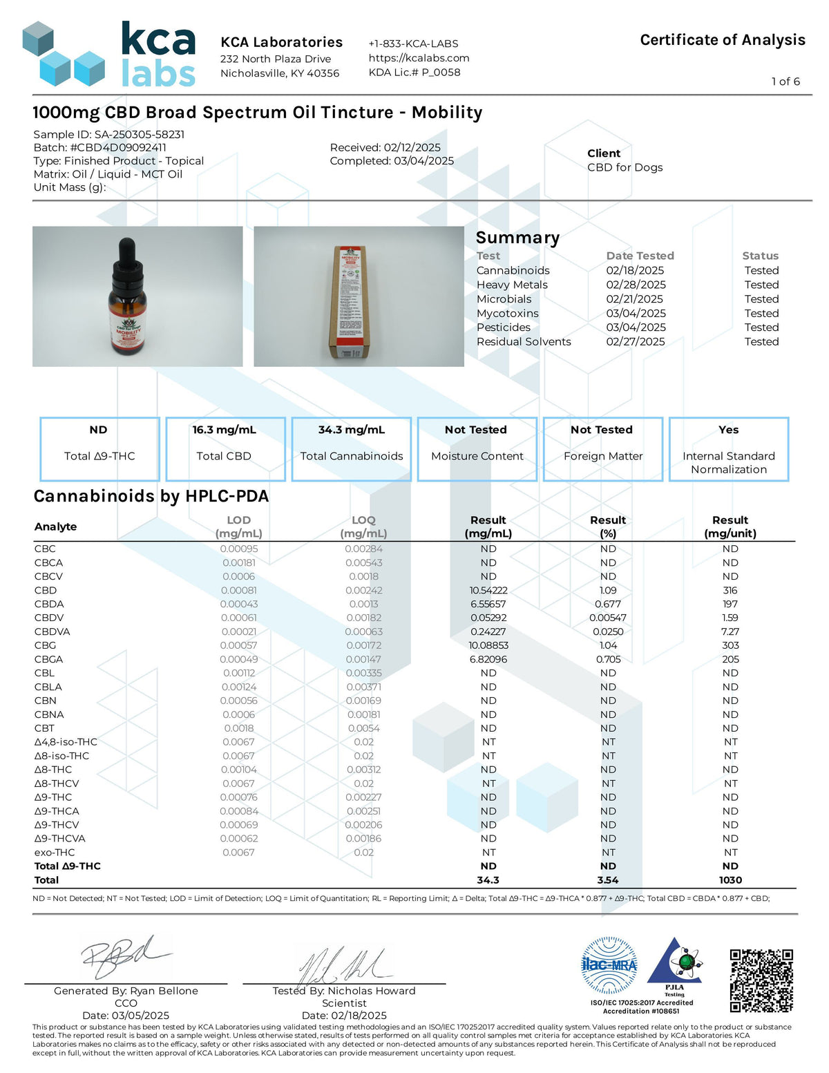 CBD for Dogs 1000mg Tincture