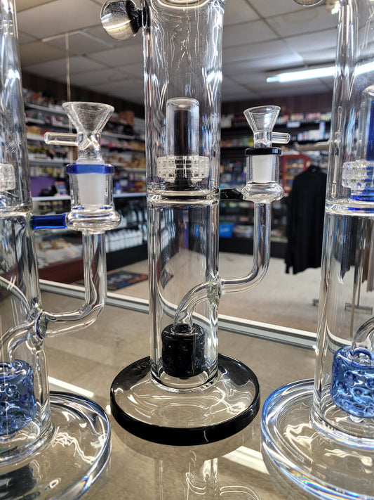 Waterpipe 16.5" Flat Base Matrix Perc Galaxy Knob Mix