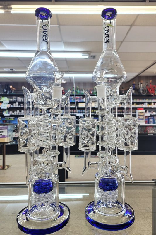 Clover Waterpipe 20" Spike Arm Rocket Multi Perc Blue