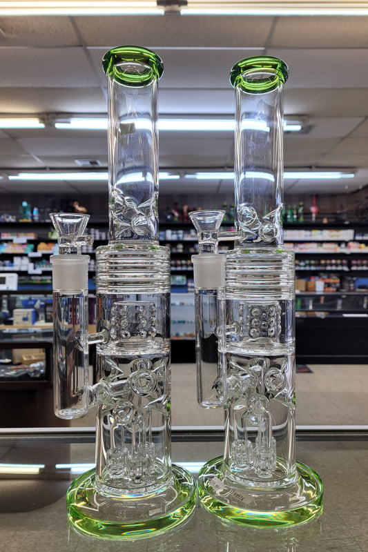 Waterpipe 15" Straight Glass Multi-Matrix Perc