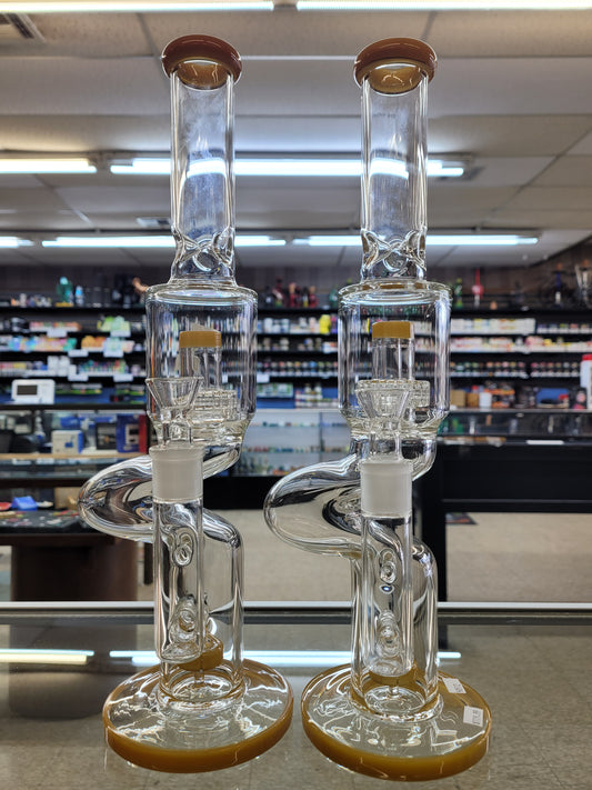 Waterpipe 16" Glass Kink Matrix Perc Mix