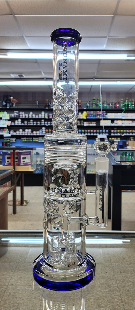 Waterpipe 20" Tsunami Glass Barrel Matrix Drum Heart Honeycomb