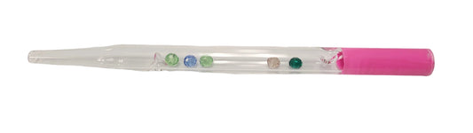Nectar Collector 7" Glass w/ beads inside, multi-color tips