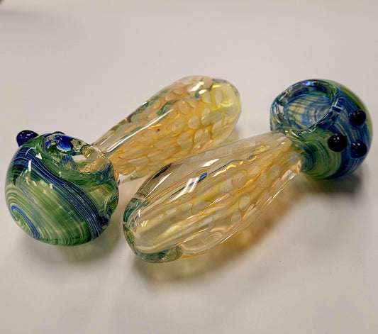 Handpipe 5" Blue Swirl w/ Grips
