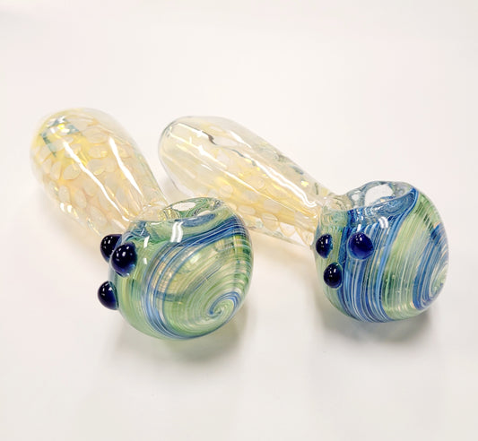 Handpipe 5" Blue Swirl w/ Grips