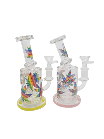 Waterpipe 6" Rainbow Pot Leaf