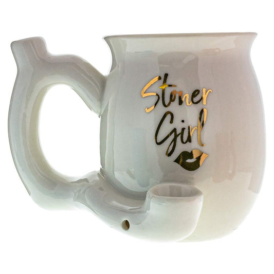 Handpipe Ceramic Mug Stoner Girl White