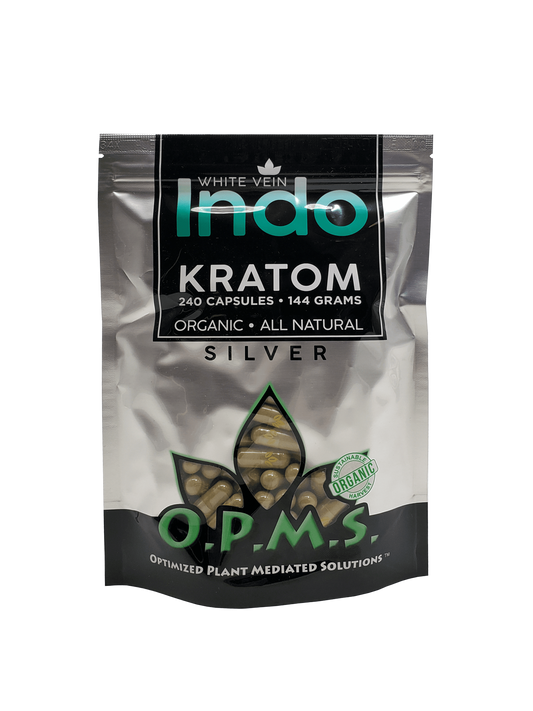 OPMS Kratom Caps 240CT Silver Indo White